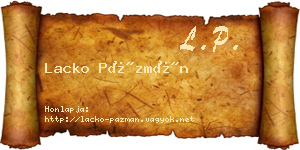 Lacko Pázmán névjegykártya