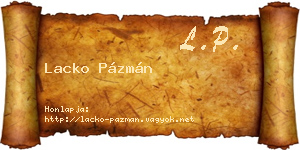 Lacko Pázmán névjegykártya